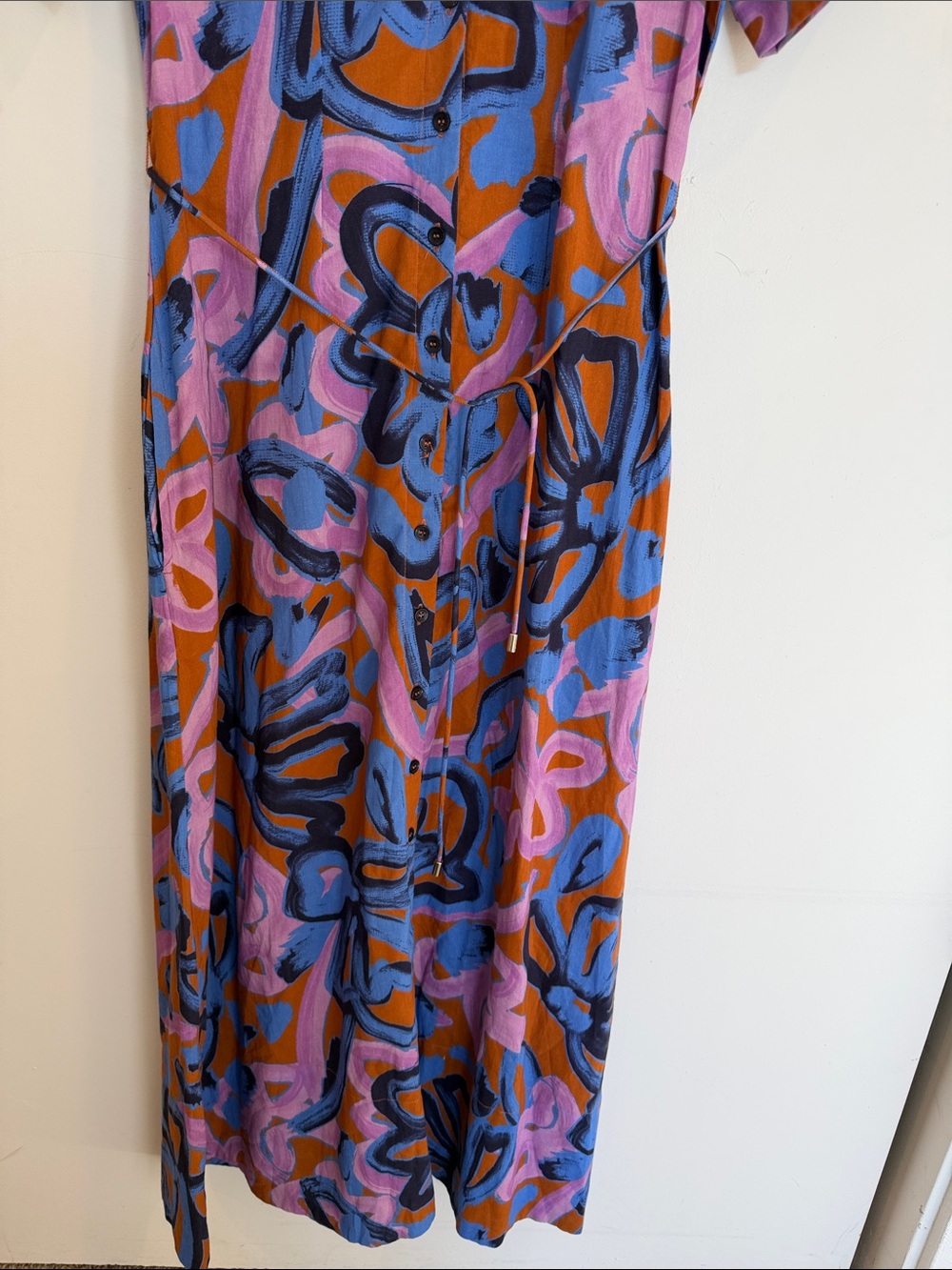 Cleobella Abstract Floral Button-Front Maxi Dress in Pink, Blue & Brown - Picture 6 of 16
